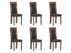 Lot De 6 Chaises BELINDA - Hêtre Et Tissu - Coloris : Noyer Et Anthracite -Fren Soldes Boutique chaise 351179