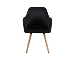 Chaise Avec Accoudoirs - Velours Et Métal Effet Bois - Noir - ELEANA -Fren Soldes Boutique chaise 365311