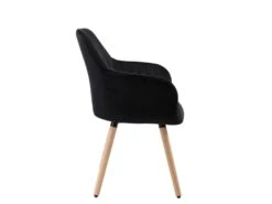 Chaise Avec Accoudoirs - Velours Et Métal Effet Bois - Noir - ELEANA -Fren Soldes Boutique chaise 365315