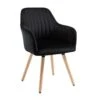 Chaise Avec Accoudoirs - Velours Et Métal Effet Bois - Noir - ELEANA