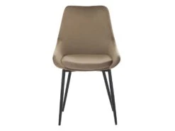 Lot De 6 Chaises - Velours Et Métal Noir - Taupe - MASURIE -Fren Soldes Boutique chaise 381237