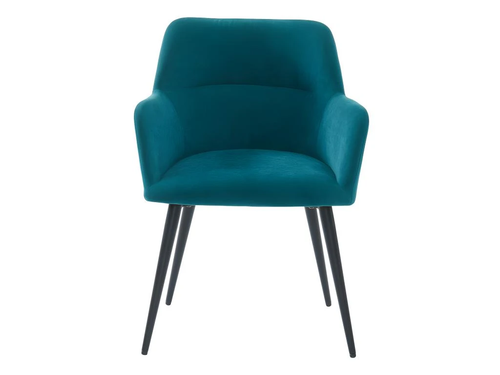 Lot De 2 Chaises - Avec Accoudoirs - Tissu Et Métal - Bleu - HEKA 4 Lot De 2 Chaises - Avec Accoudoirs - Tissu Et Métal - Bleu - HEKA – Image 4