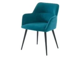 Lot De 2 Chaises - Avec Accoudoirs - Tissu Et Métal - Bleu - HEKA 12 Lot De 2 Chaises - Avec Accoudoirs - Tissu Et Métal - Bleu - HEKA -Fren Soldes Boutique chaise 389593