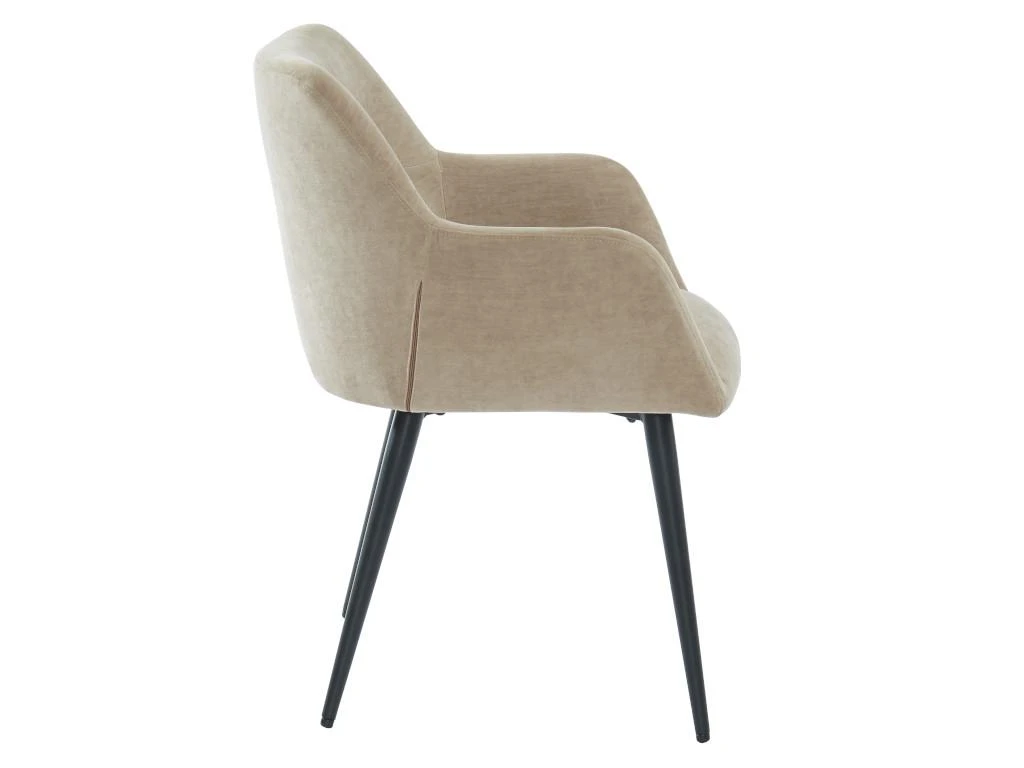 Lot De 2 Chaises - Avec Accoudoirs - Tissu Et Métal - Beige - HEKA 6 Lot De 2 Chaises - Avec Accoudoirs - Tissu Et Métal - Beige - HEKA – Image 6