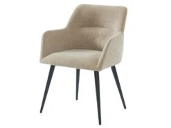 Lot De 2 Chaises - Avec Accoudoirs - Tissu Et Métal - Beige - HEKA 9 Lot De 2 Chaises - Avec Accoudoirs - Tissu Et Métal - Beige - HEKA -Fren Soldes Boutique chaise 389605