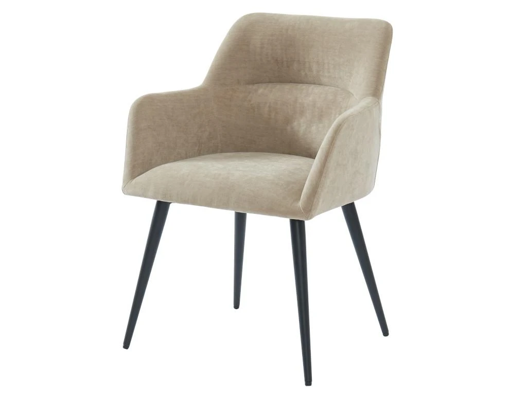 Lot De 2 Chaises - Avec Accoudoirs - Tissu Et Métal - Beige - HEKA 4 Lot De 2 Chaises - Avec Accoudoirs - Tissu Et Métal - Beige - HEKA – Image 4