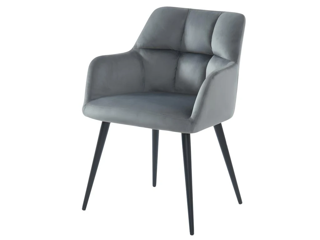 Lot De 2 Chaises Avec Accoudoirs - Velours Et Métal - Gris - PEGA De Pascal MORABITO 2 Lot De 2 Chaises Avec Accoudoirs - Velours Et Métal - Gris - PEGA De Pascal MORABITO – Image 2