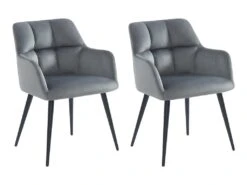 Lot De 2 Chaises Avec Accoudoirs - Velours Et Métal - Gris - PEGA De Pascal MORABITO