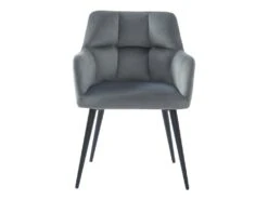 Lot De 6 Chaises Avec Accoudoirs - Velours Et Métal - Gris - PEGA -Fren Soldes Boutique chaise 393411