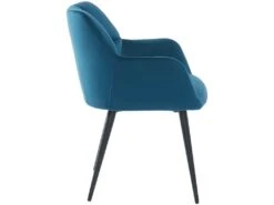 Lot De 6 Chaises Avec Accoudoirs - Velours Et Métal - Bleu - PEGA -Fren Soldes Boutique chaise 393429