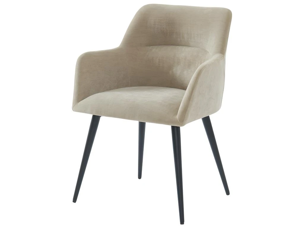 Lot De 6 Chaises - Avec Accoudoirs - Tissu Et Métal - Beige - HEKA 6 Lot De 6 Chaises - Avec Accoudoirs - Tissu Et Métal - Beige - HEKA – Image 6