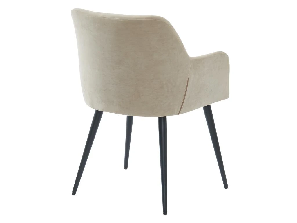 Lot De 6 Chaises - Avec Accoudoirs - Tissu Et Métal - Beige - HEKA 5 Lot De 6 Chaises - Avec Accoudoirs - Tissu Et Métal - Beige - HEKA – Image 5