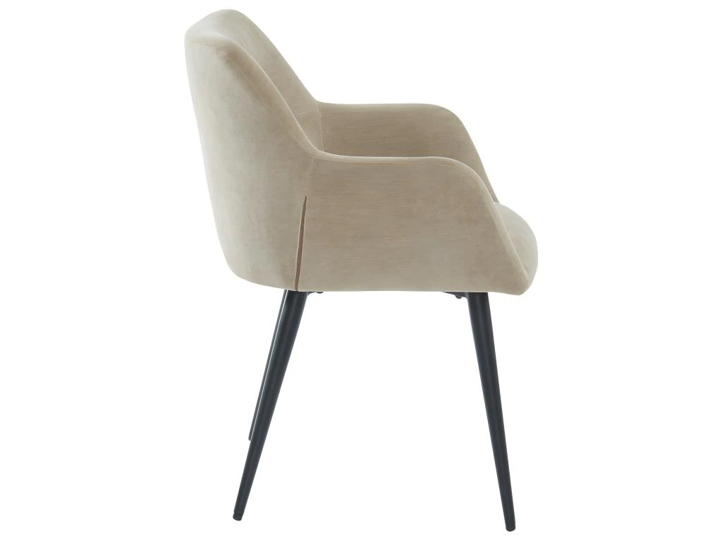 Lot De 6 Chaises - Avec Accoudoirs - Tissu Et Métal - Beige - HEKA 4 Lot De 6 Chaises - Avec Accoudoirs - Tissu Et Métal - Beige - HEKA – Image 4