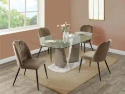 Lot De 2 Chaises ROSARIO - Effet Velours Et Métal Noir - Taupe -Fren Soldes Boutique chaise 397629