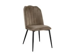 Lot De 2 Chaises ROSARIO - Effet Velours Et Métal Noir - Taupe -Fren Soldes Boutique chaise 397633