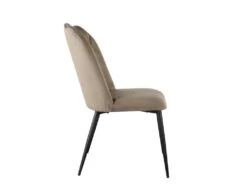 Lot De 2 Chaises ROSARIO - Effet Velours Et Métal Noir - Taupe -Fren Soldes Boutique chaise 397635