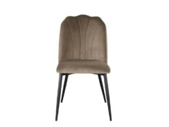 Lot De 2 Chaises ROSARIO - Effet Velours Et Métal Noir - Taupe -Fren Soldes Boutique chaise 397639