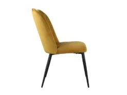 Lot De 2 Chaises ROSARIO - Effet Velours Et Métal Noir - Jaune -Fren Soldes Boutique chaise 397645