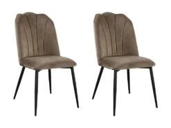 Lot De 2 Chaises ROSARIO - Effet Velours Et Métal Noir - Taupe