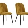 Lot De 2 Chaises ROSARIO - Effet Velours Et Métal Noir - Jaune