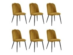 Lot De 6 Chaises ROSARIO - Effet Velours Et Métal Noir - Jaune 17 Lot De 6 Chaises ROSARIO - Effet Velours Et Métal Noir - Jaune -Fren Soldes Boutique chaise 397819