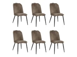 Lot De 6 Chaises ROSARIO - Effet Velours Et Métal Noir - Taupe -Fren Soldes Boutique chaise 397849