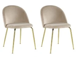 Lot De 2 Chaises - Velours Et Métal Doré - Beige - MELBOURNE 11 Lot De 2 Chaises - Velours Et Métal Doré - Beige - MELBOURNE -Fren Soldes Boutique chaise 404477