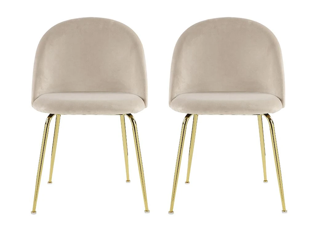 Lot De 2 Chaises - Velours Et Métal Doré - Beige - MELBOURNE 4 Lot De 2 Chaises - Velours Et Métal Doré - Beige - MELBOURNE – Image 4