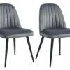Lot De 2 Chaises ELEANA - Velours & Métal Noir - Gris