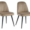 Lot De 2 Chaises ELEANA - Velours & Métal Noir - Beige