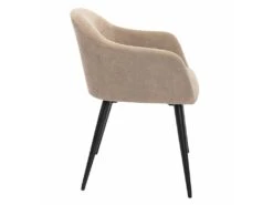 Lot De 2 Chaises BIBO - Avec Accoudoirs - Effet Velours & Métal - Beige -Fren Soldes Boutique chaise 426101