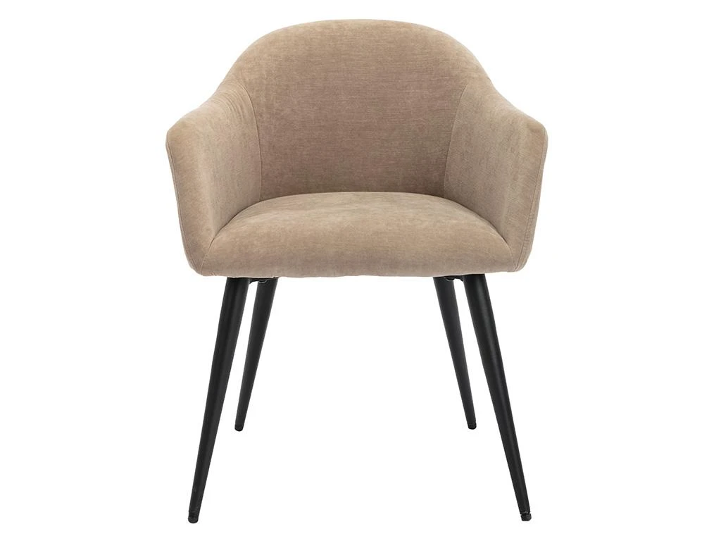 Lot De 6 Chaises BIBO - Avec Accoudoirs - Effet Velours & Métal - Beige 4 Lot De 6 Chaises BIBO - Avec Accoudoirs - Effet Velours & Métal - Beige – Image 4