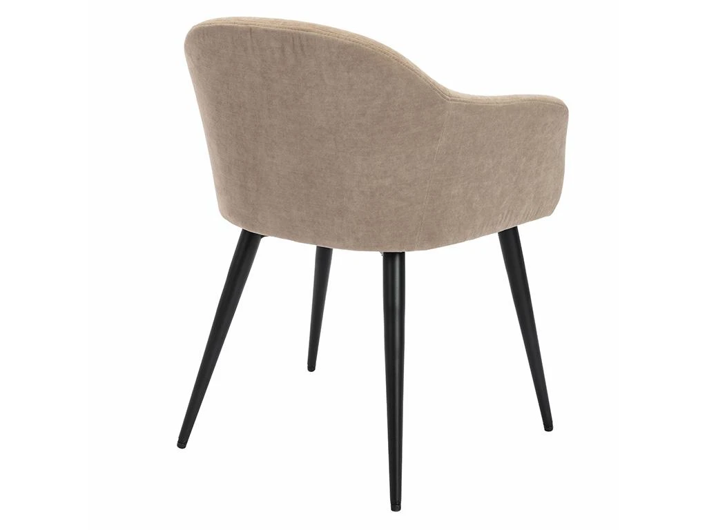 Lot De 6 Chaises BIBO - Avec Accoudoirs - Effet Velours & Métal - Beige 7 Lot De 6 Chaises BIBO - Avec Accoudoirs - Effet Velours & Métal - Beige – Image 7