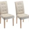 Lot De 2 Chaises VILLOSA - Tissu & Pieds Bois - Coloris : Beige