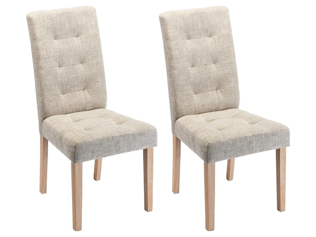 Lot De 2 Chaises VILLOSA - Tissu & Pieds Bois - Coloris : Beige 1 Lot De 2 Chaises VILLOSA - Tissu & Pieds Bois - Coloris : Beige