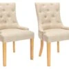 Lot De 2 Chaises JOLIA - Tissu Et Pieds Bois - Beige