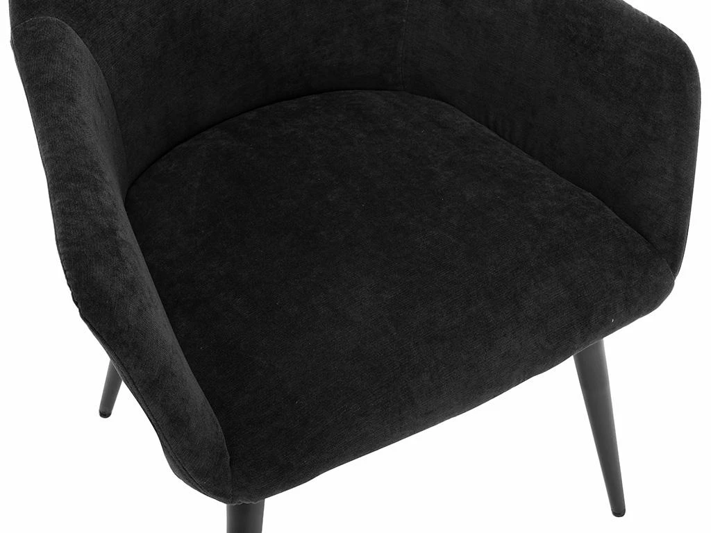 Lot De 6 Chaises BIBO - Avec Accoudoirs - Effet Velours & Métal - Noir 8 Lot De 6 Chaises BIBO - Avec Accoudoirs - Effet Velours & Métal - Noir – Image 8