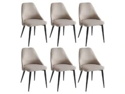 Lot De 6 Chaises EZRA - Tissu Et Métal - Crème 9 Lot De 6 Chaises EZRA - Tissu Et Métal - Crème -Fren Soldes Boutique chaise 439929
