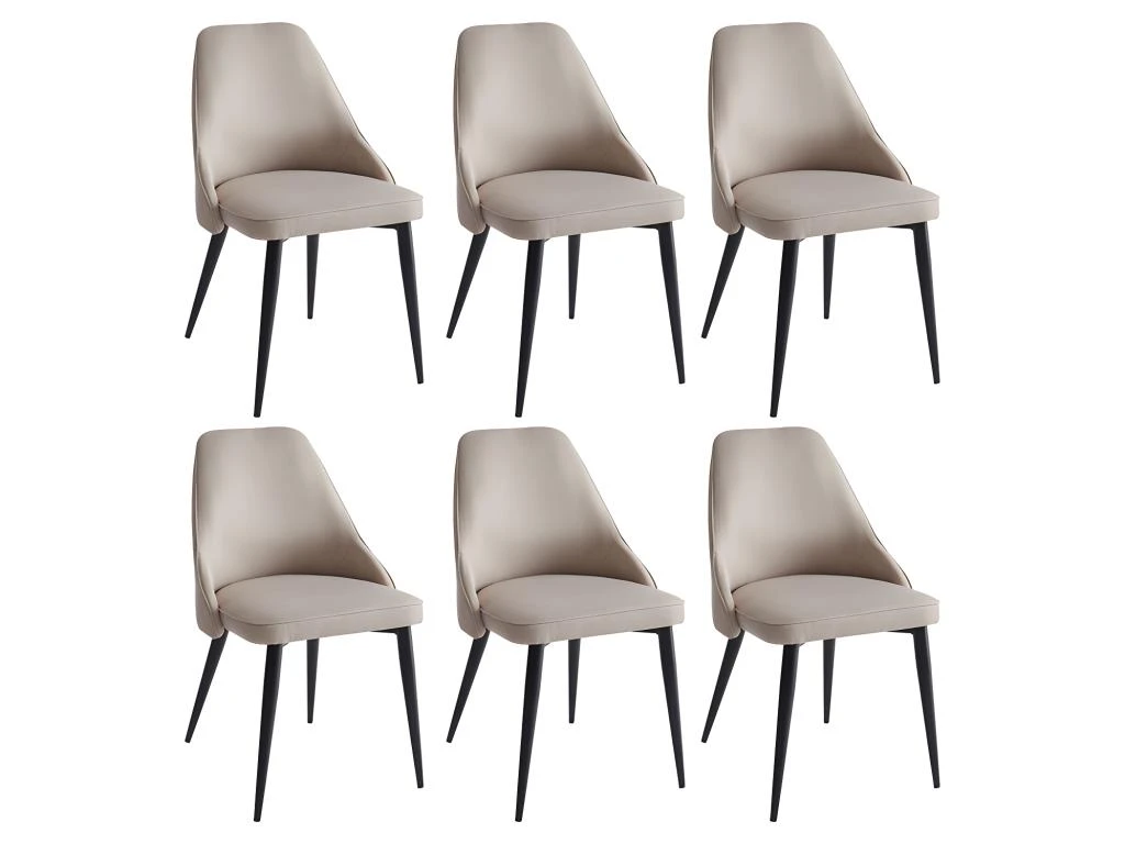 Lot De 6 Chaises EZRA - Tissu Et Métal - Crème 3 Lot De 6 Chaises EZRA - Tissu Et Métal - Crème – Image 3