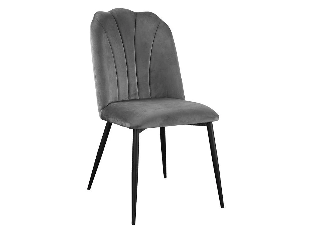 Lot De 2 Chaises ROSARIO - Effet Velours Et Métal Noir - Gris 4 Lot De 2 Chaises ROSARIO - Effet Velours Et Métal Noir - Gris – Image 4