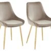 Lot De 2 Chaises MASURIE - Velours Et Métal Doré - Taupe