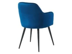 Lot De 2 Chaises Avec Accoudoirs En Velours Et Métal Noir - Bleu - ELEANA -Fren Soldes Boutique chaise 448117