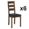 Lot De 6 Chaises ALCINO - Hêtre Et Tissu - Coloris : Noyer Et Anthracite