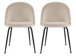 Lot De 2 Chaises - Velours Et Métal Noir Mat - Beige - MELBOURNE 10 Lot De 2 Chaises - Velours Et Métal Noir Mat - Beige - MELBOURNE -Fren Soldes Boutique chaise 452547