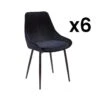Lot De 6 Chaises - Velours Et Métal Noir - Noir - MASURIE