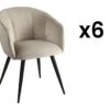 Lot De 6 Chaises VADIM De Pascal MORABITO - Velours Et Métal - Beige