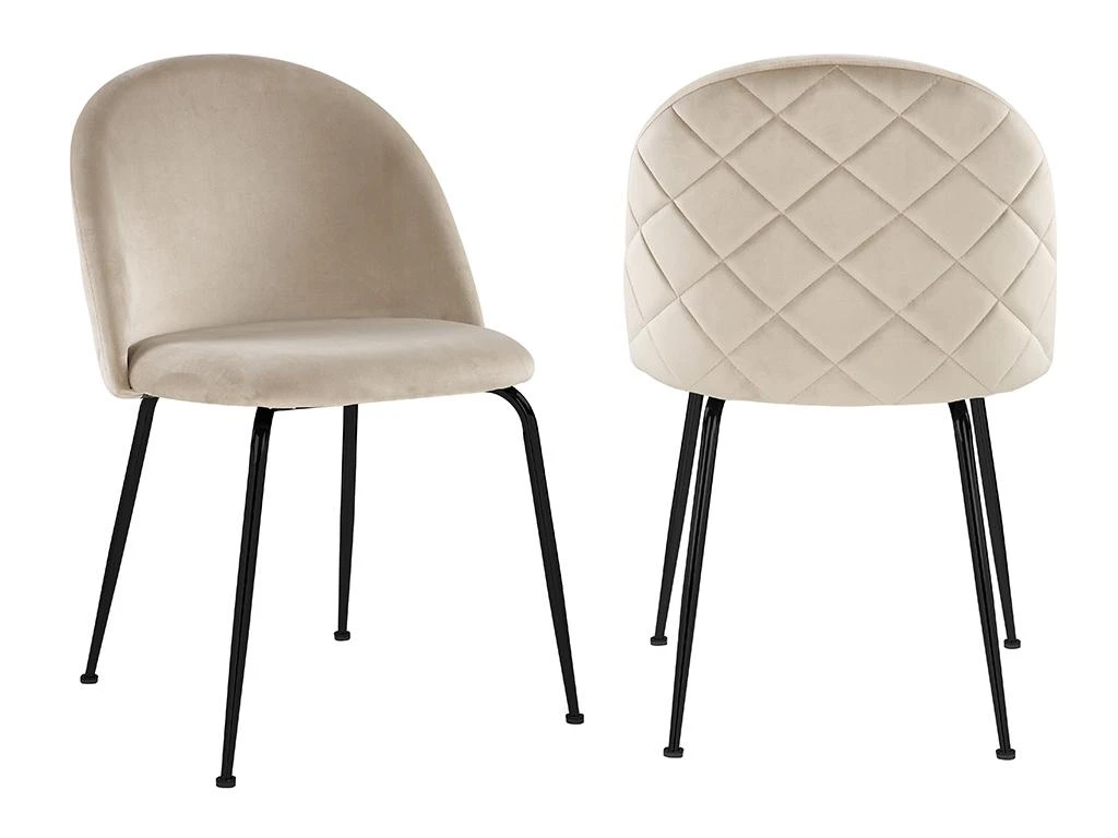 Lot De 2 Chaises - Velours Et Métal Noir Mat - Beige - MELBOURNE 1 Lot De 2 Chaises - Velours Et Métal Noir Mat - Beige - MELBOURNE