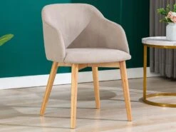 Lot De 2 Chaises Avec Accoudoirs - Tissu Et Hévéa - Beige - JELISA 13 Lot De 2 Chaises Avec Accoudoirs - Tissu Et Hévéa - Beige - JELISA -Fren Soldes Boutique chaise 4577863