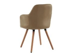 Chaise Avec Accoudoirs - Velours Et Métal Effet Bois - Beige - ELEANA -Fren Soldes Boutique chaise 480809