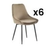 Lot De 6 Chaises - Velours Et Métal Noir - Taupe - MASURIE